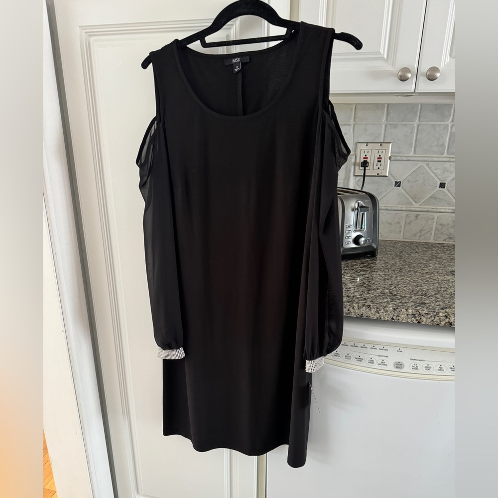 MSK Black Sleeveless Sheath Dress Cold Shoulder Cocktail